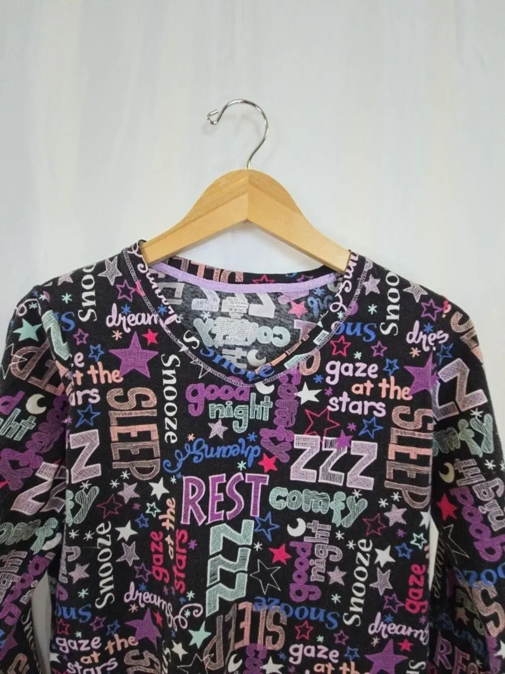 Secret Treasures Pajama Top Girls 8-10 Multicolor Stars Graphic Sleepwear